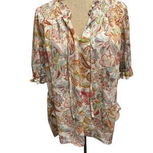 Floral Print Blouse with 3/4 Sleeves